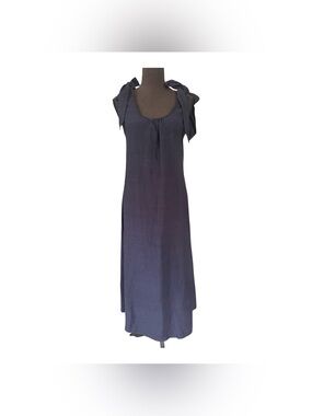 Nordstrom Navy Sleeveless Maxi Dress with Shoulder Ties, Size M